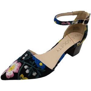 New Floral Sole Society Katrina Embroidered Embellished Block Heel Pumps 8.5